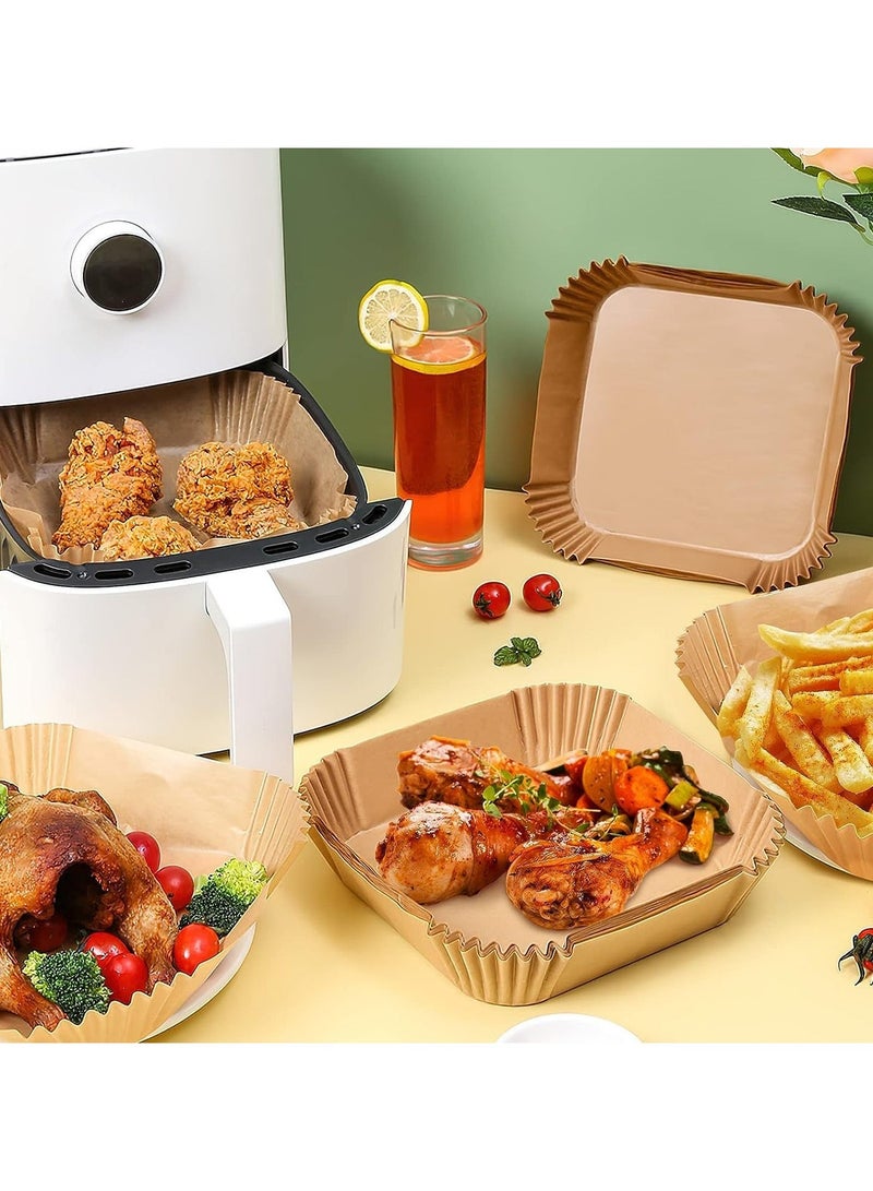 أ أ س إكوم 100 قطعة من ورق المقلاة الهوائية للاستعمال مرة واحدة، بطانات ورقية لمقلاة هوائية من الفئة الغذائية مقاومة للزيت والماء (مربع) - Image 5